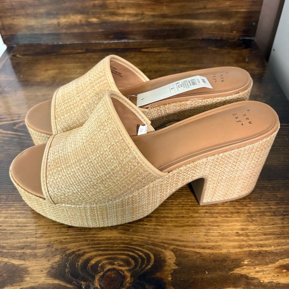 A New Day Ricky Tan Woven Platform Sandals Size‎ 11 - Picture 2 of 7